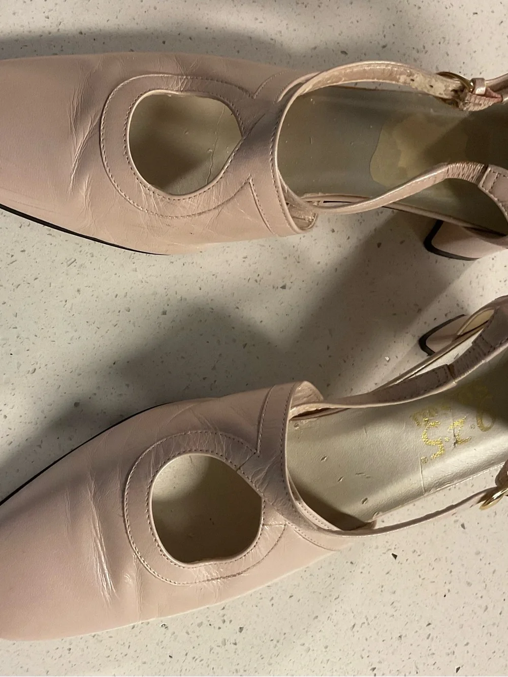 9.2.5 Women's Blush Pink T-Strap Comfort Heels